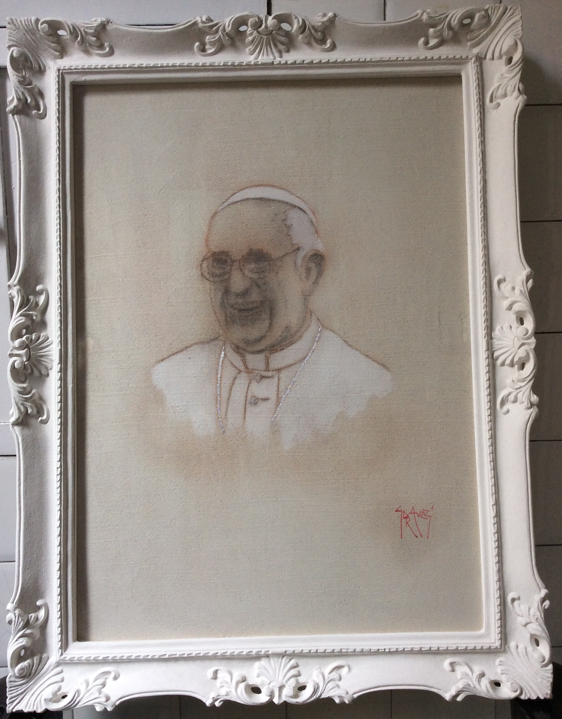 Papa Francesco – ritratto del Maestro Galeazzo Auzzi Firenze 2014 – Foto Franco Mariani (1)