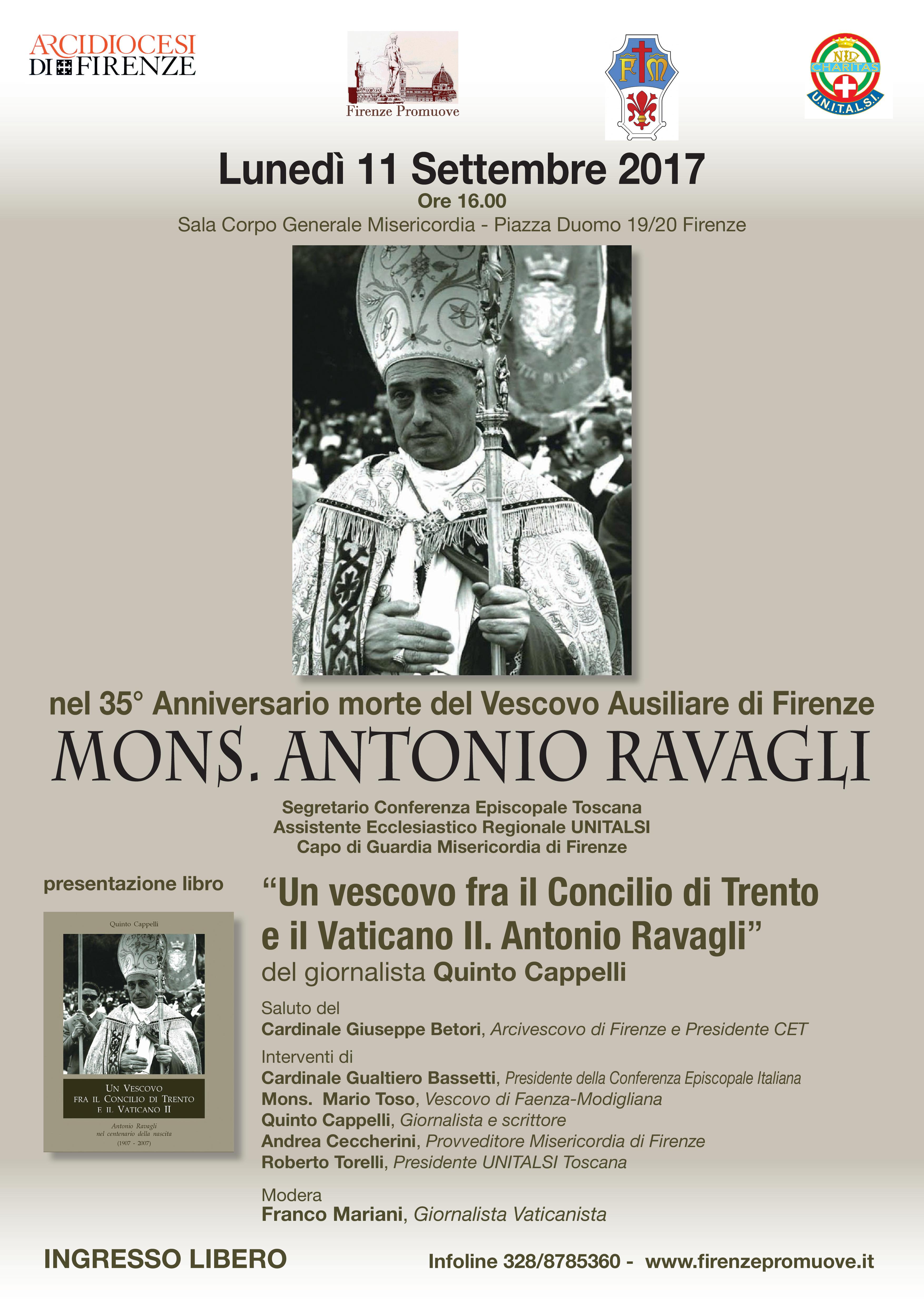 Invito cerimonia Vescovo Mons. Antonio Ravagli – 11 sett 2017 ore 16 Firenze