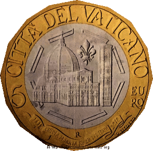 Vaticano prima moneta da 5 euro dedicata a Firenze