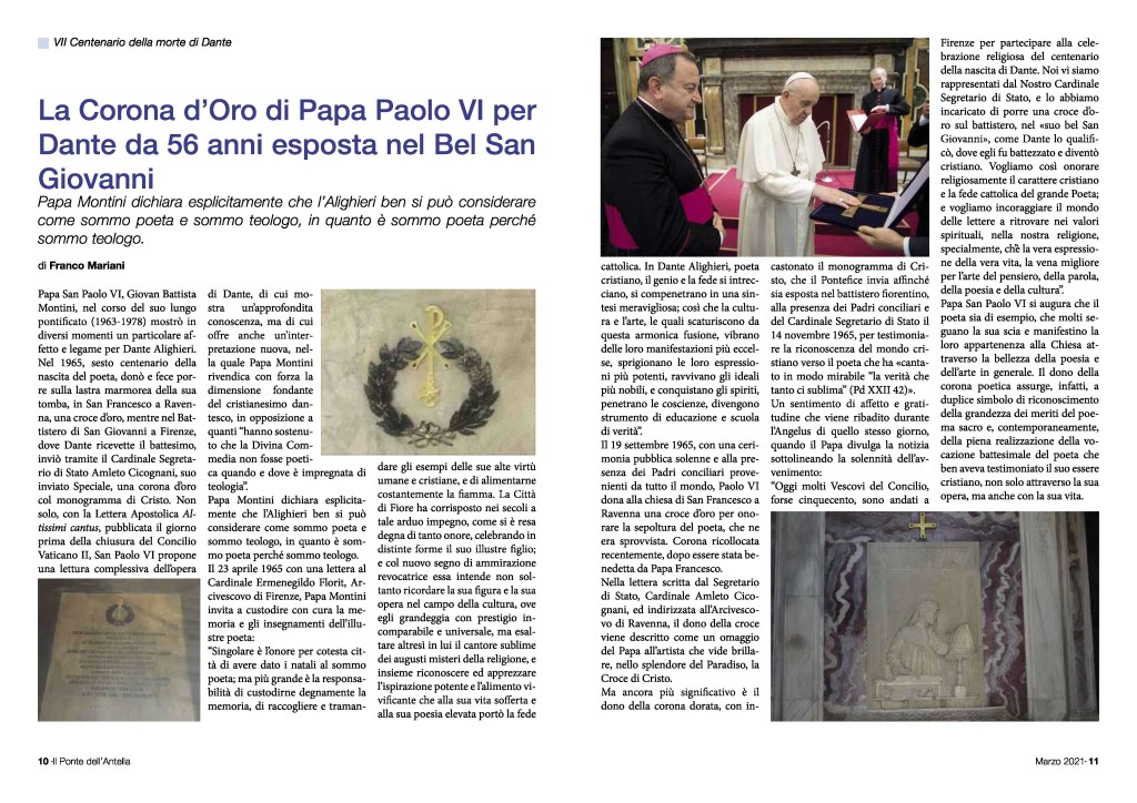Pagine sulla Corona d Oro Papa Paolo VI per DANTE ALIGHIERI - giornale Il Ponte dell Antella-page-001